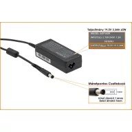  Dell 19.5V 3.34A (65W) 7,4mm x 5mm CP utángyártott laptop töltő