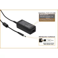   Dell 19.5V 2.31A (45W) 4,5mm x 3mm VCP utángyártott laptop töltő